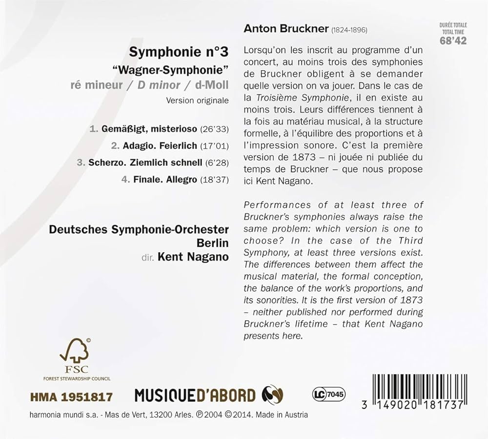 Nagano, Kent - Bruckner: Symphony No.3 - Amazon.com Music